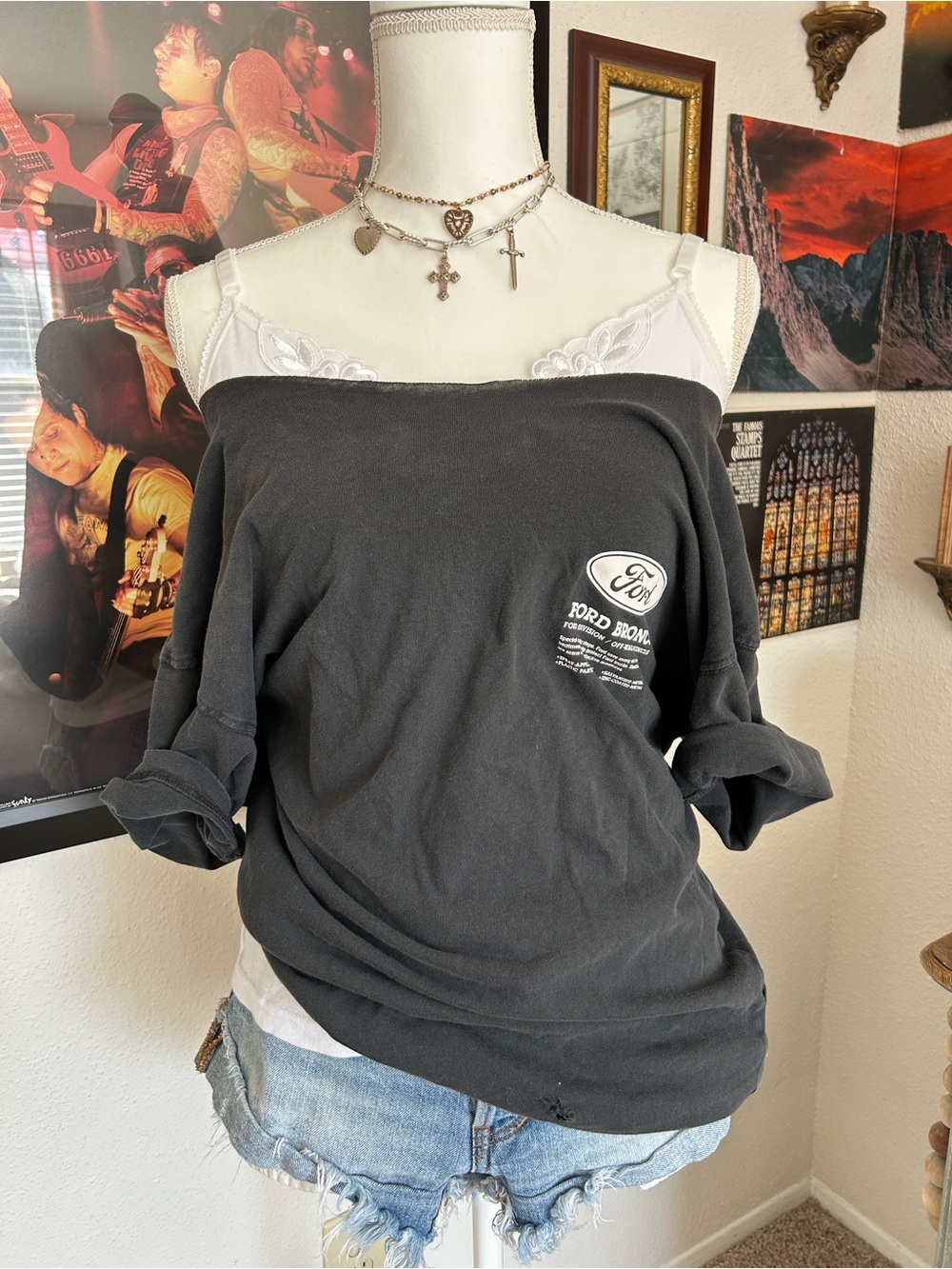 Vintage Y2K Ford Bronco Off The Shoulder Tee Boyfriendcore Retro Car Enthusiast